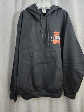 Gildan Black Hoodie with Red Cherry Logo